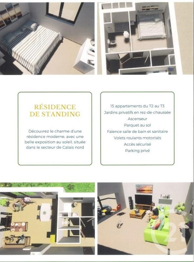 Appartement T2 à vendre - 2 pièces - 50.0 m2 - CALAIS - 62 - NORD-PAS-DE-CALAIS - Century 21 Immopale